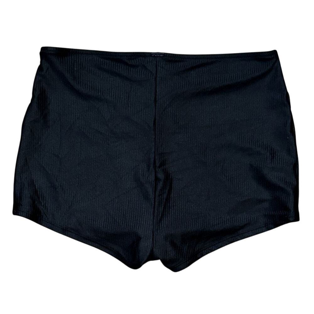 NWT PINK Victoria's Secret Black Ribbed High-Waist "Gym to Swim" Shorts Large - Picture 5 of 9
